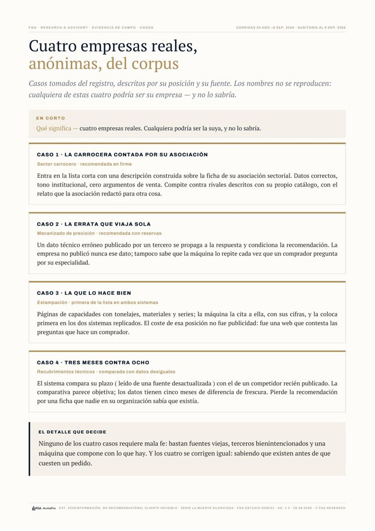 Página de casos documentados